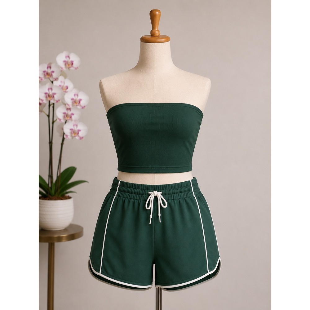 Hippie Rose Womens XL Green White‎ Piping Athletic Lounge Shorts HS5K70405 NWT